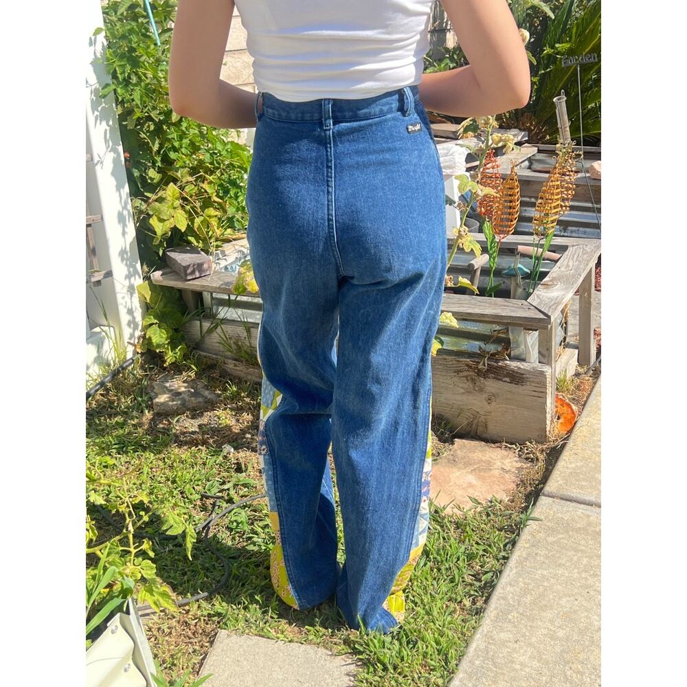 Vintage Womens Handmade Patchwork Quilted Jeans Sz 5 High Waist 24 Cowgirl Boho - Picture 6 of 11